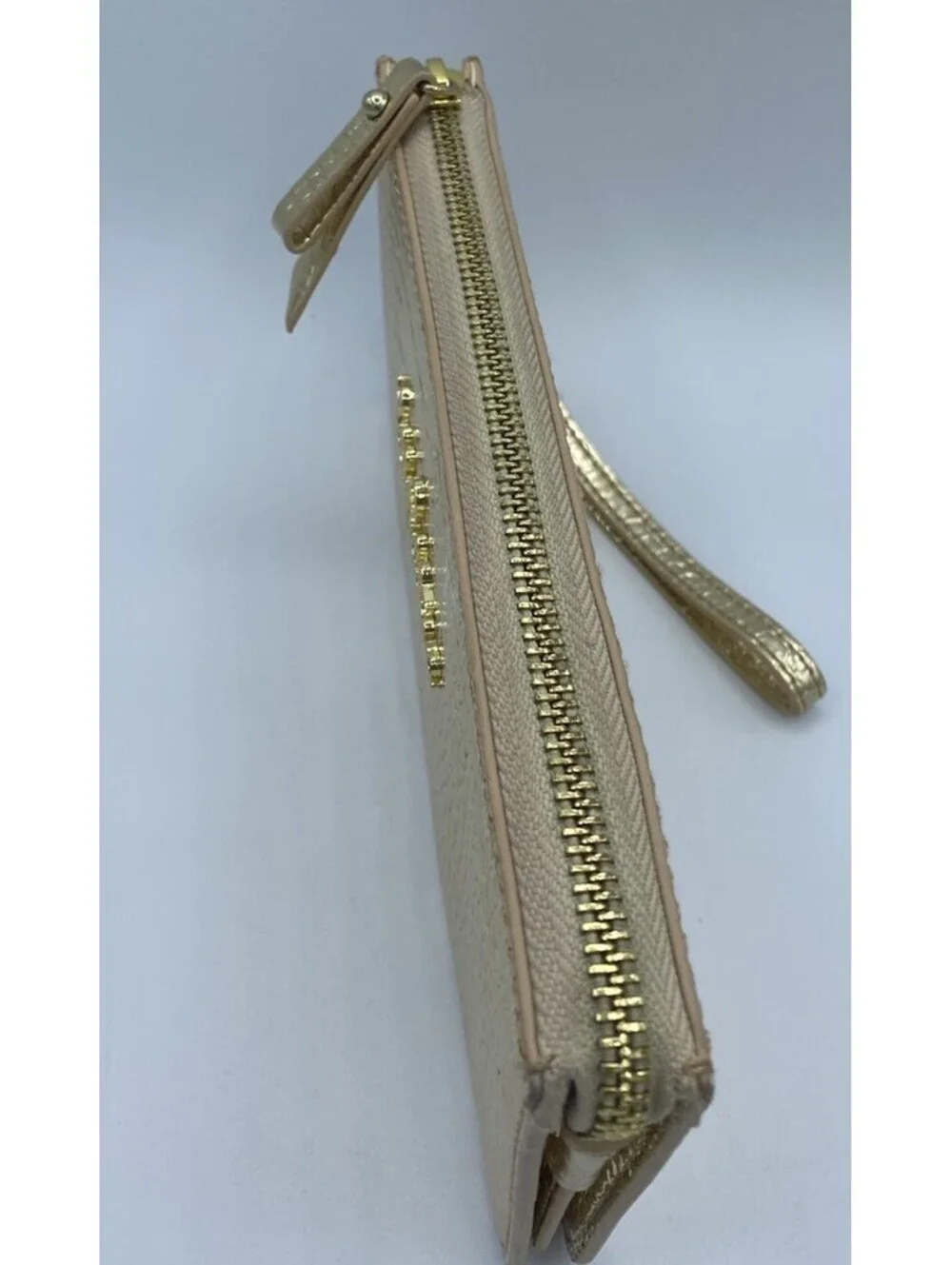 Lilly Pulitzer Gold Animal Print Wristlet Wallet with Zipper & Card Slots Party